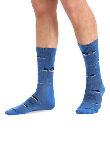 Lazurite / Ether Icebreaker Merino Lifestyle Ultralight Crew Backcountry Camp Men's Socks | AU 1009XYUF